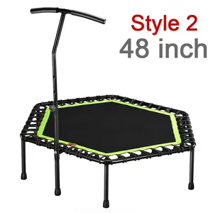 45/48 Inch Foldable Fitness Trampoline With Handle For Adults Kids Jumping Bed Aerobic Exercise