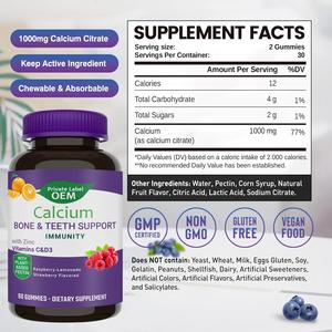 OEM/ODM Healthy Gummy Candy Calcio Hueso y dientes Soporte Inmunidad Suplementos para adultos Vitaminas personalizables - Product Image 6