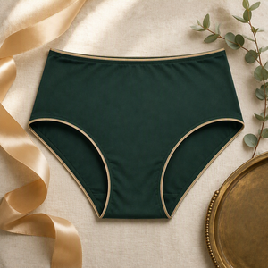 Braguitas de Cintura Alta Cómodas para Mujer, Transpirables, con Inserto de Encaje, Acabado Satinado Suave, Tejido de Spandex/Nailon, Elegantes - Product Image 3