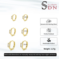 Boucles d'oreilles créoles petites en argent 925 plaqué or 14 carats avec zircone cubique pour femme, 10mm 12mm 14mm, boucles d'oreilles cartilage tendance pour femme
