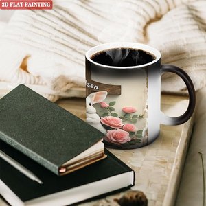 Mug personnalisé à changement de couleur thermique, noir givré, 11 oz, en céramique, pour sublimation - Product Image 3