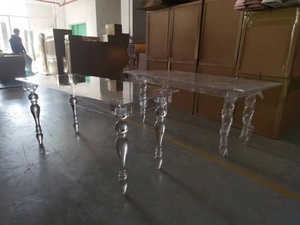Venta al por mayor de alta calidad de ensueño Mesa transparente de cristal desmontado evento boda comedor mesas de hotel - Product Image 5