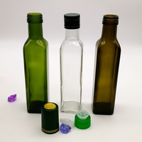 Bouteille en verre d'huile d'olive transparent, pour cuisine, sauce soja, distributeur de vinaigre, cruet avec couvercle, de 100ml 150ml 500ml 750ml