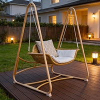 Fauteuil suspendu double à design moderne pour intérieur et extérieur, idéal pour la maison, le patio, le balcon, le salon, l'hôtel, le parc – Panier de relaxation en métal