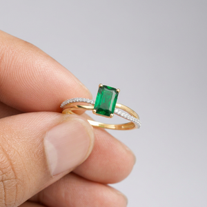 Emerald Cut 925 Sterling <b>Silver</b> <b>Ring</b> Prong <b>Set</b> Gemstone Band for Women Wedding Anniversary Gift - Product Image 1