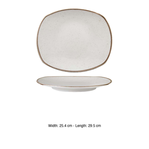 Assiette plate beige artisanale 29,5 × 25,4 cm rectangulaire Corona Pp1605722912 - Product Image 3