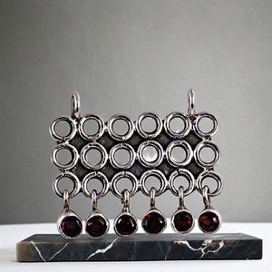 Art Palace 925 Sterling Silver <b>Garnet</b> Charm <b>Pendant</b> Bohemia Style Everyday Wear Unisex Jewelry - Product Image 3
