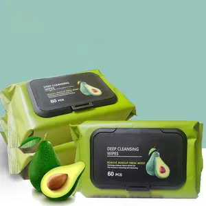 wholesale Avocado makeup wipes logo the best private label custom organic facial cleansing wipes eye makeup remover face wipes
