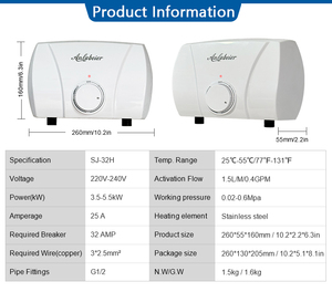 Anlabeier Precio Barato Cocina 220V Sin Tanque Eléctrico Oem Calentadores De Agua Caliente <span class=keywords><strong>Calentador</strong></span> Electrico De Agua Multipunto - Product Image 2