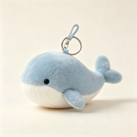 Porte-clés en peluche mini baleine personnalisé, adorable animal en peluche, pendentif en peluche baleine doux pour cadeau promotionnel