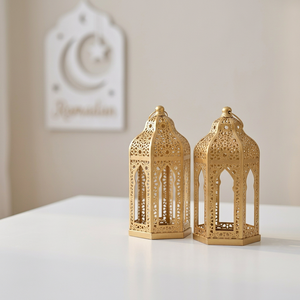 2026 Hot Selling <b>Gold</b> Metal Moroccan Pillar Holder <b>Lantern</b> Handmade Durable for Home & Garden Decor - Product Image 1