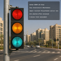 Feu de signalisation LED intelligent à écran complet pour ville connectée, 12V 24V CC, à flux élevé, 200mm 300mm 400mm, 3 unités, 12 pouces 8 pouces, tricolore