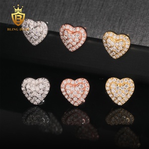 अच्छे गहने थोक 925 चांदी स्टर्लिंग बनाम मोइससानाइट डायमंड प्यार दिल का आकार गुलाबी बालियां सुंदर - Product Image 5