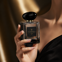 Flacon de parfum en verre noir de luxe 30ml 50ml 100ml pour marques haut de gamme avec col serti et atomiseur