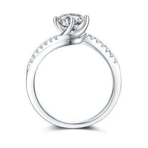 ขายร้อนในสต็อก925เครื่องประดับเงินสเตอร์ลิงสีขาวชุบทองรอบ6.5มิลลิเมตร D สี Moissanite 1ct แหวนเงินสำหรับผู้หญิง - Product Image 3