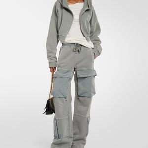 Sudadera con capucha extragrande con cremallera y logo personalizado, estilo distressed, 100% algodón, streetwear, lavado ácido, hombros caídos, Y2K - Product Image 3