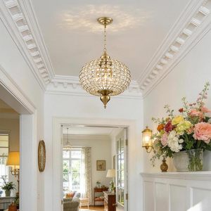 Lustre vintage en cristal doré en forme de <span class=keywords><strong>globe</strong></span> pour entrée, hall, salle à manger, îlot de cuisine, salon, chambre à coucher - Product Image 5