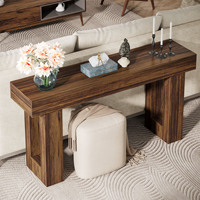 Table console convertible moderne de 63 pouces de long, table étroite pour canapé, table d'entrée rectangulaire en bois