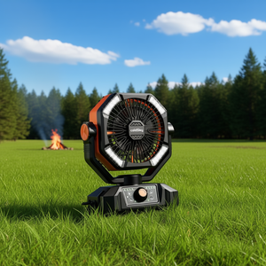 Ventilateur portable ColdSky 2100mAh rechargeable par USB, 8 vitesses, ventilateur de camping extérieur avec lumières LED - Product Image 2