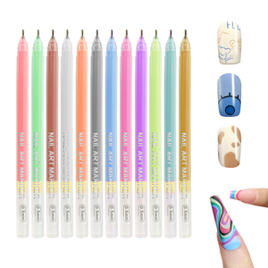 Ensemble de stylos pour nail art portable de 12 pièces, 10 tons, pinceaux pour ongles, <span class=keywords><strong>peinture</strong></span> <span class=keywords><strong>acrylique</strong></span> lisse, marqueurs pour nail art de qualité professionnelle - Product Image 6