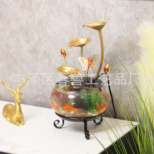 Ornement de bureau rond et élégant pour aquarium miniature, avec circulation d'eau, ultra silencieux, design papillon, pour la maison et le bureau - Product Image 2