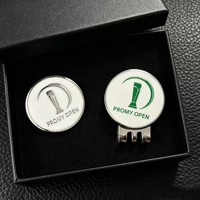 Coffret Cadeau – Clip Magnétique 25 mm pour Chapeau de Golf avec Marqueur de Balle Métallique Double Graphique – Souvenir pour Membres du Club Country Club Open