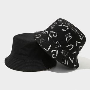 Nouveau Chapeau Bob Tendance Imprimé Lettres Graffiti Réversible Anti-UV Printemps-Été pour Extérieur et Pêche - Product Image 3