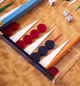 Set di giochi da tavolo di <span class=keywords><strong>scacchi</strong></span> 3D di lusso in acrilico Backgammon gioco di fabbrica personalizzato Backgammon Board Set - Product Image 3