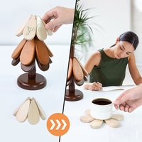 Décoration de la maison 3pcs pliable bois plats chauds dessous de plat accessoires tapis de table arbre en bois sous-verres ensemble pour cuisine et salle à manger