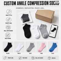 Chaussettes de sport à compression personnalisées pour adultes - Soutien de la cheville, sans couture, en nylon et élasthanne, OEM, marque privée, conception gratuite, couleurs personnalisées