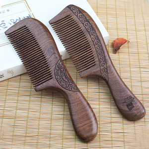 Golden Sandalwood <b>Wooden</b> <b>Comb</b> Carved Long Hair <b>Comb</b> For Men Women Couples Elders Gift - Product Image 1