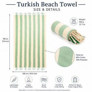 Toalla de Playa Turca de Algodón Personalizada, Secado Rápido, Ligera, Antiarena, Tipo Peshtemal, para Playa, Viajes, Piscina, Yoga, Picnic - Product Image 2