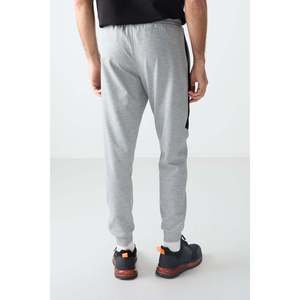 Pantalones Deportivos Grises Melange para Hombre, Cintura Elástica, Corte Estándar, Casuales, Transpirables - Product Image 1