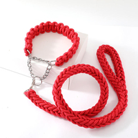Collier et laisse tactiques pour chien en nylon/polyester résistant, élastique, bleu, rouge, écologique, corde tressée à 8 brins