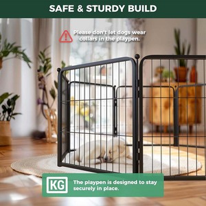 Bolígrafo de ejercicio grande para perros de 8 paneles, corralito de acero inoxidable resistente, valla de seguridad plegable para interiores y exteriores, fácil montaje, seguro para - Product Image 4
