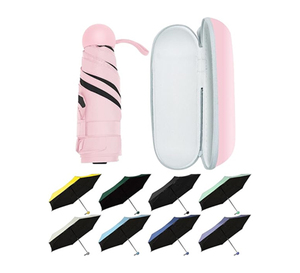 <span class=keywords><strong>Parapluie</strong></span> <span class=keywords><strong>de</strong></span> voyage miniature personnalisé en usine OEM ODM avec étui, léger, parasol soleil et pluie, <span class=keywords><strong>parapluie</strong></span> <span class=keywords><strong>de</strong></span> <span class=keywords><strong>poche</strong></span> compact, protection UV - Product Image 1