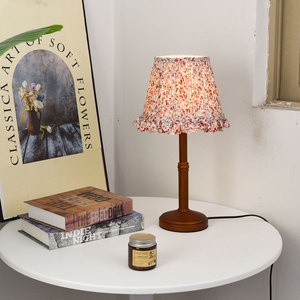 Japanese Style Fresh Romantic <strong>Small</strong> <strong>Table</strong> Lamp Bamboo Wood Fabic Shade AC Three-color Dimming Push Button Switch Apartment Lamp - Product Image 4