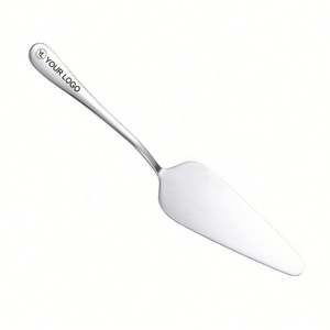 Spatule à tarte dentelée en acier inoxydable simple avec logo personnalisé pour couper et servir les desserts, les pizzas, les gâteaux - Respectueuse de l'environnement, compatible lave-vaisselle - Product Image 1