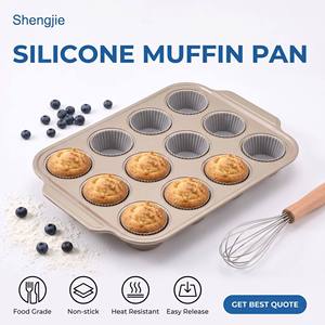 <span class=keywords><strong>Moule</strong></span> <span class=keywords><strong>à</strong></span> muffins 12 cavités en silicone, plateau <span class=keywords><strong>à</strong></span> cupcakes en acier au carbone, <span class=keywords><strong>moule</strong></span> <span class=keywords><strong>à</strong></span> gâteau rond antiadhésif, ustensile de cuisson résistant <span class=keywords><strong>à</strong></span> la chaleur - Product Image 1