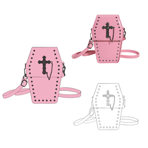 Nouveau sac personnalisé Lovely <span class=keywords><strong>Ita</strong></span> sacs à dos en forme de cercueil sac à main en cuir pu <span class=keywords><strong>rose</strong></span> blanc pur pour la décoration de mode - Product Image 5