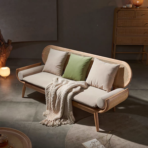 बहुत अच्छी गुणवत्ता वाले आधुनिक फर्नीचर सोफे सेशनल तीन सीट हस्तनिर्मित रतन ठोस लकड़ी की दुकान इनडोर लिविंग रूम सोफा - Product Image 4