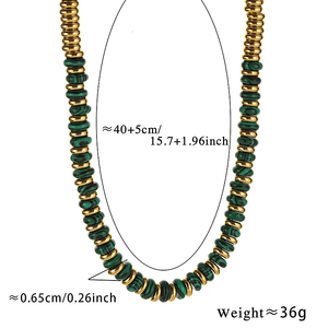 Collana all'ingrosso in acciaio inossidabile in oro bohémien collana in acciaio inossidabile fatta a mano Malachite tigre occhio guarigione pietra di perline per le donne ragazze - Product Image 4