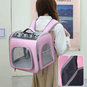 Pet <b>Backpack</b> Carrier Pink Oxford Breathable Mesh For <b>Cats</b> Dogs - Product Image 1
