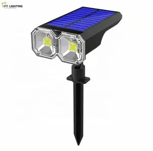 FY 2024 Lámpara de sensor de camino LED solar con Estaca de clavija inducción Luz de tierra nocturna al aire libre impermeable luz solar para césped