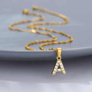 Mode Brief Ketting Custom <span class=keywords><strong>Gold</strong></span> <span class=keywords><strong>Charms</strong></span> <span class=keywords><strong>Shiny</strong></span> Cz Rvs Gemengde Initial 26 Brief Alfabet Hangers Ketting Voor Vrouwen