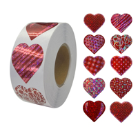 Rouleau d'autocollants en forme de cœur pour la Saint-Valentin - Thème amour, PVC imperméable, autocollants adhésifs pour enveloppes, décorations de fête