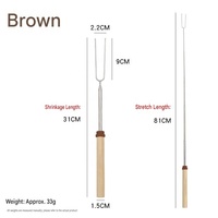Bâtons de cuisson télescopiques pour S'mores et guimauves, résistants à la chaleur, avec manche en bois écologique de 32 pouces, fourchettes de barbecue