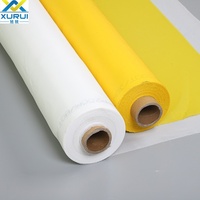 Kain Saring Sablon Poliester Tegangan Tinggi Xurui Putih Kuning 43T 64T 77T 120T 165T untuk Sablon Sutra, Tekstil, Kaca, PCB