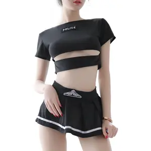 2023 New sexy lingerie uniforms tempt female students to role-play sexy black school football babies