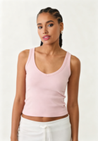 Logo personnalisé en gros décontracté rose femmes basique col en V débardeurs côtelé tricot ajusté haut court blanc Gym col en v sans manches T-shirt